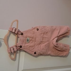 OshKosh- pink corduroy overalls- 6 months
